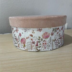 Floral Round Storage Box with Pink Lid